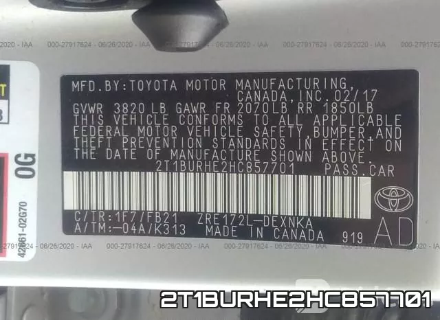 2T1BURHE2HC857701 фото 10