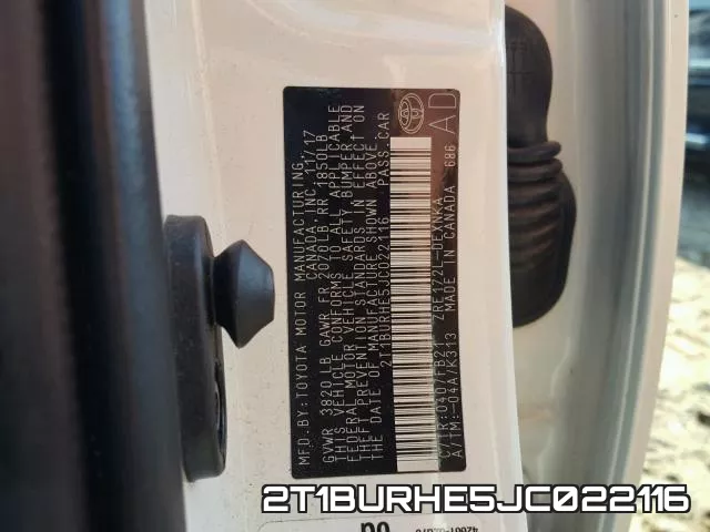 2T1BURHE5JC022116 фото 2