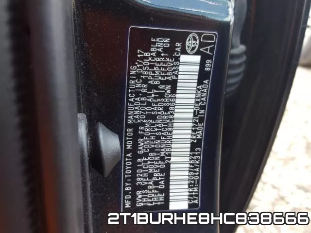 2T1BURHE8HC838666 фото 2