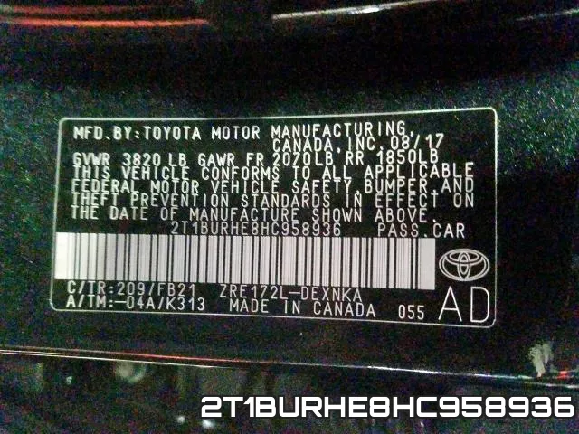 2T1BURHE8HC958936 фото 2