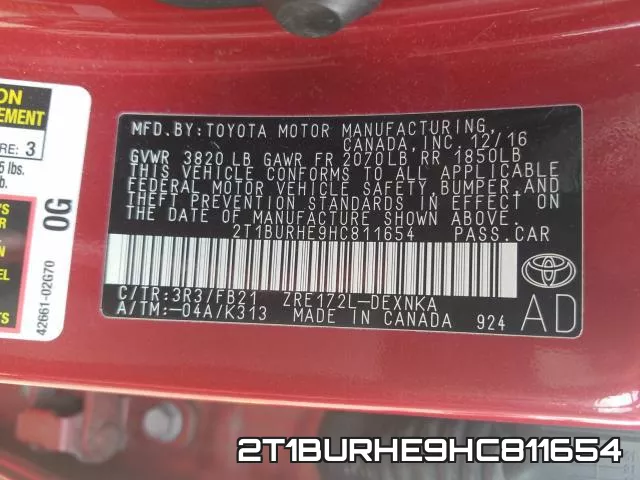 2T1BURHE9HC811654 фото 2