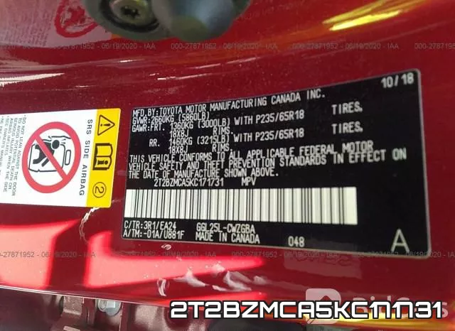 2T2BZMCA5KC171731 фото 10