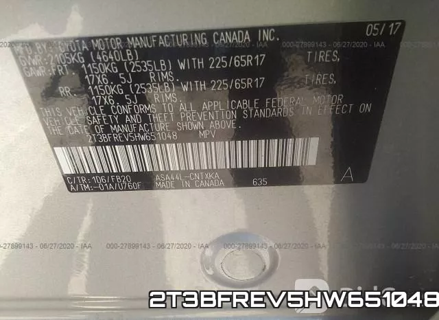 2T3BFREV5HW651048 фото 10