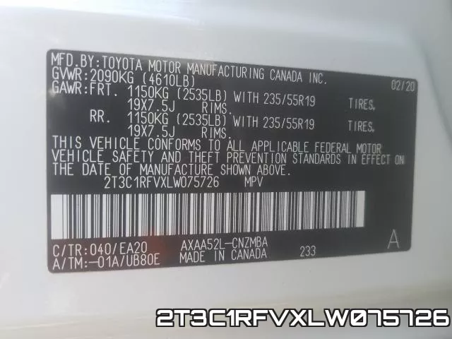 2T3C1RFVXLW075726 фото 2