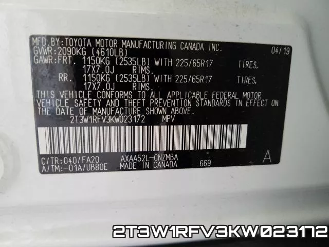 2T3W1RFV3KW023172 фото 2