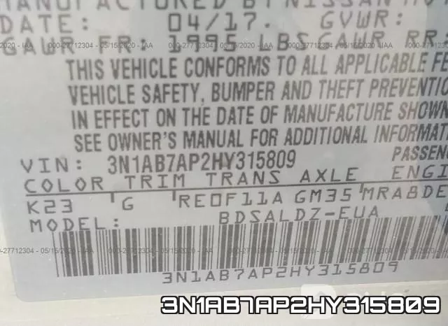 3N1AB7AP2HY315809 фото 10