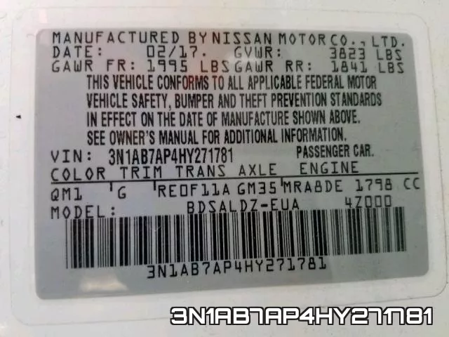 3N1AB7AP4HY271781 фото 2