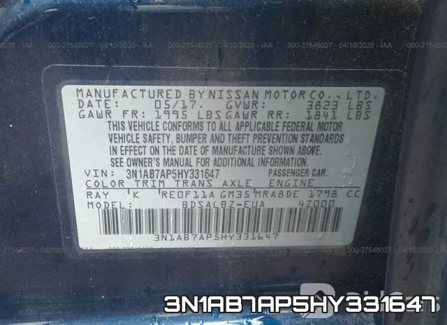3N1AB7AP5HY331647 фото 10