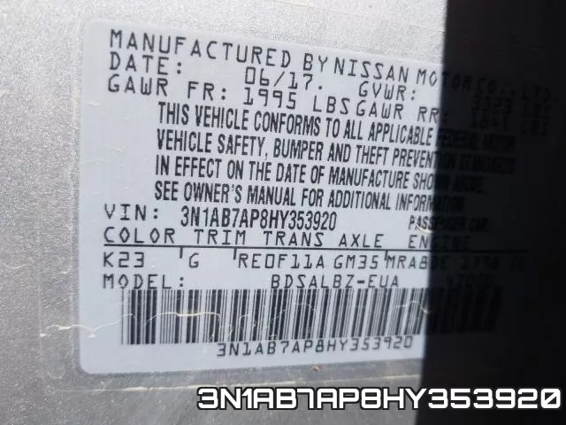 3N1AB7AP8HY353920 фото 2