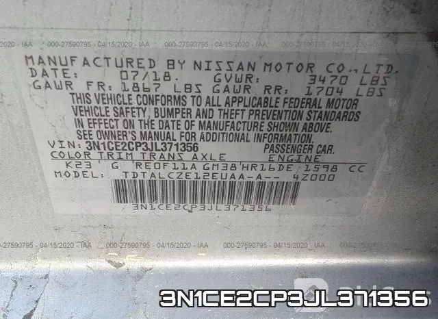 3N1CE2CP3JL371356 фото 10