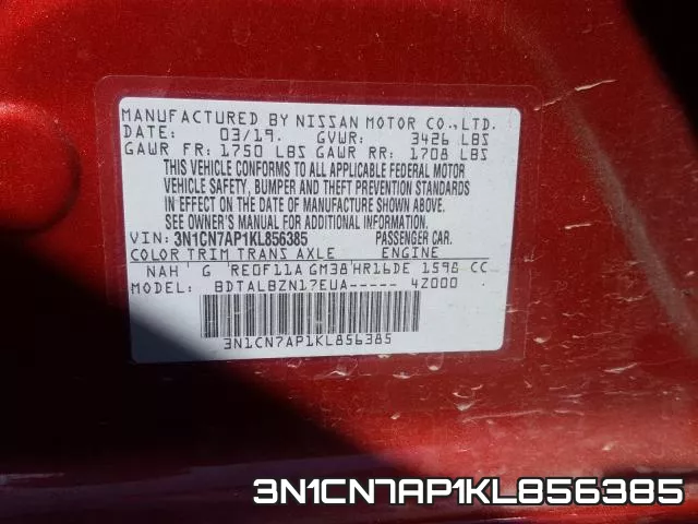 3N1CN7AP1KL856385 фото 2