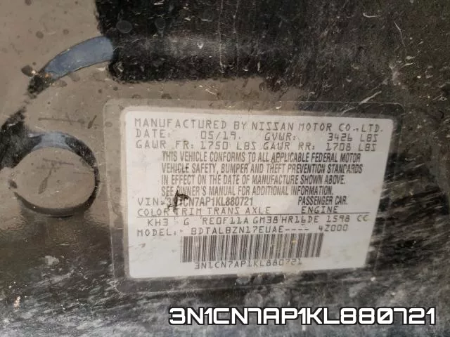 3N1CN7AP1KL880721 фото 2