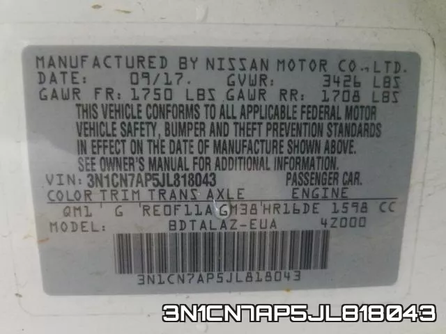 3N1CN7AP5JL818043 фото 2