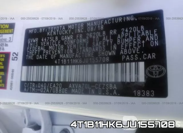 4T1B11HK6JU155708 фото 10