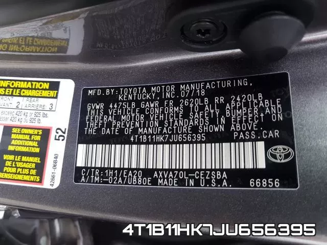 4T1B11HK7JU656395 фото 2
