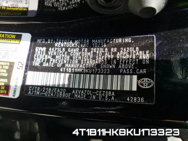 4T1B11HK8KU173323 фото 2