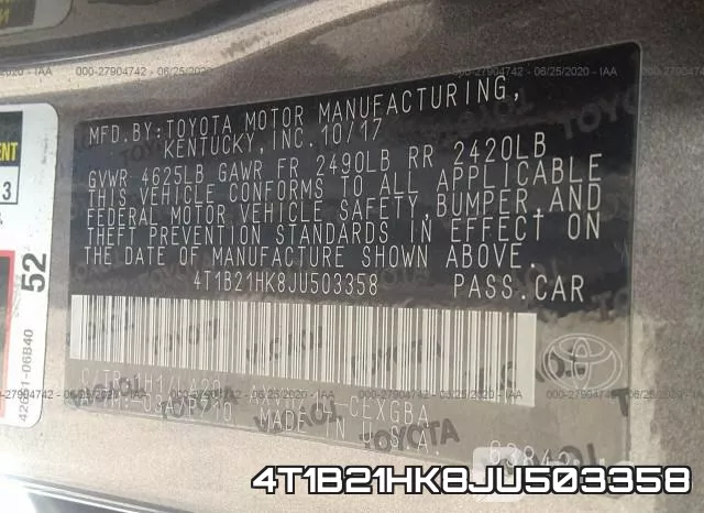 4T1B21HK8JU503358 фото 10