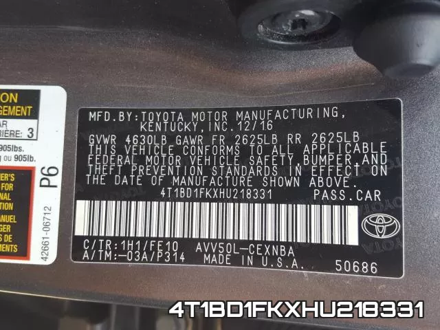 4T1BD1FKXHU218331 фото 2