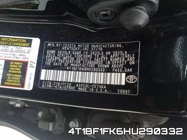 4T1BF1FK6HU290332 фото 2