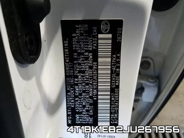 4T1BK1EB2JU267956 фото 2