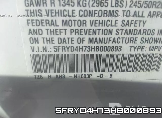 5FRYD4H73HB000893 фото 10