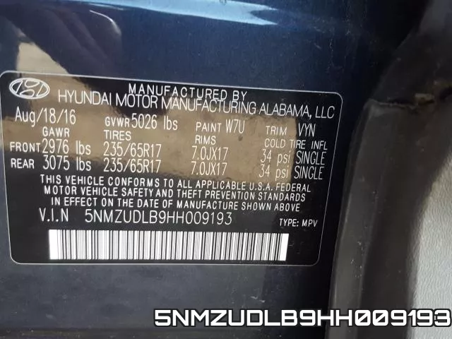 5NMZUDLB9HH009193 фото 2