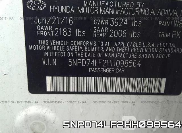 5NPD74LF2HH098564 фото 10