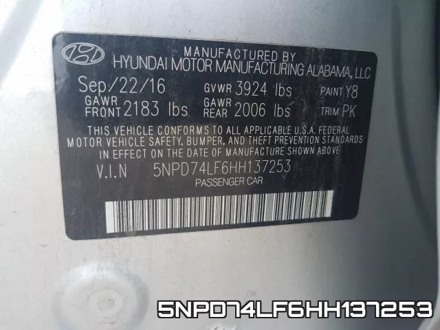 5NPD74LF6HH137253 фото 2
