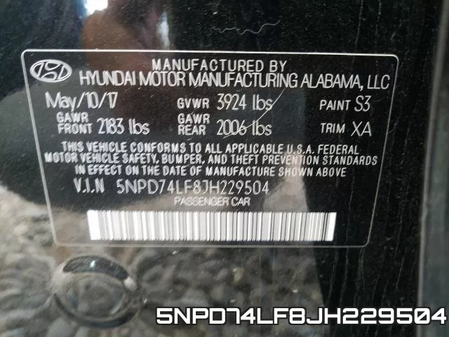 5NPD74LF8JH229504 фото 2