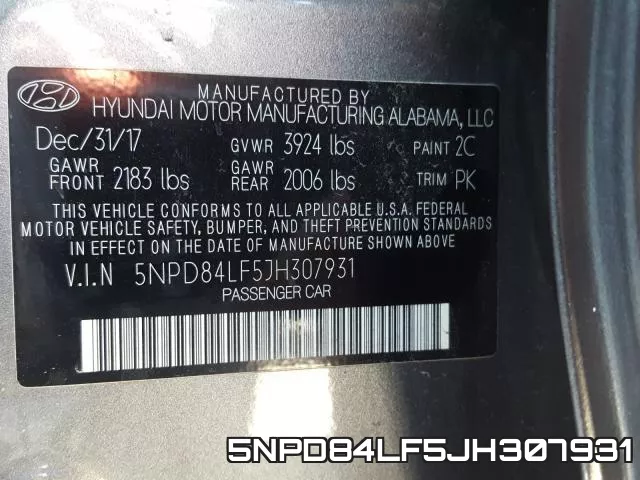 5NPD84LF5JH307931 фото 2