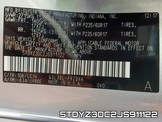 5TDYZ3DC2JS911122 фото 2