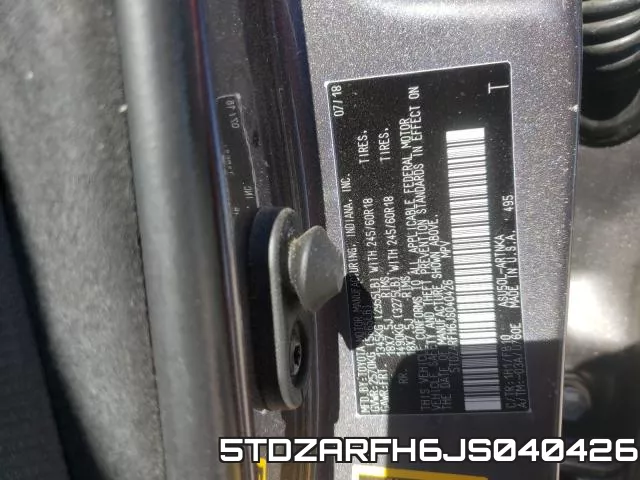 5TDZARFH6JS040426 фото 2
