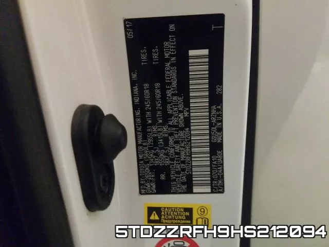 5TDZZRFH9HS212094 фото 2