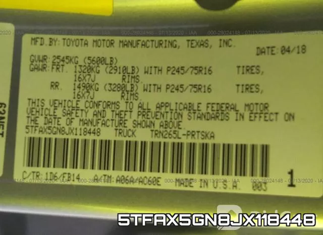 5TFAX5GN8JX118448 фото 10