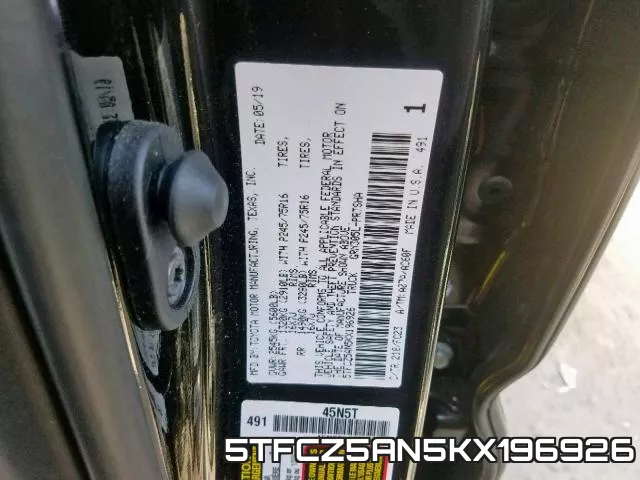 5TFCZ5AN5KX196926 фото 2
