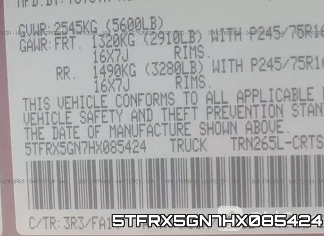 5TFRX5GN7HX085424 фото 10