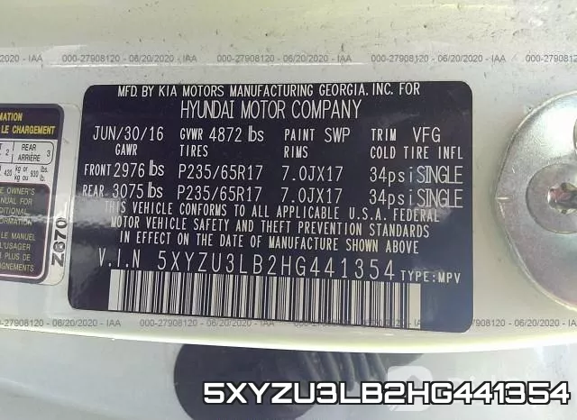 5XYZU3LB2HG441354 фото 10