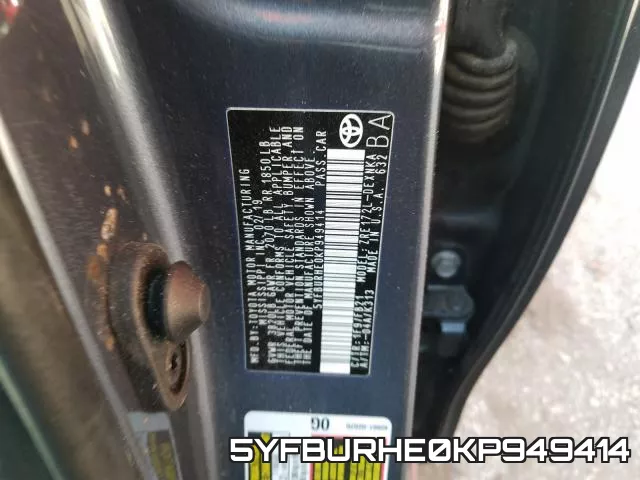 5YFBURHE0KP949414 фото 2