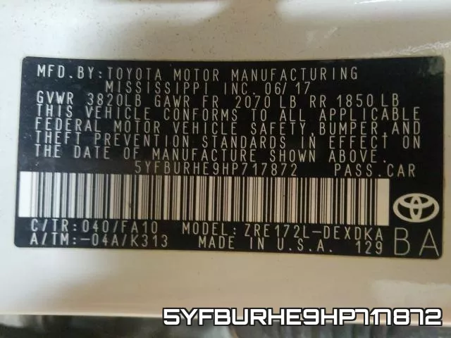 5YFBURHE9HP717872 фото 2