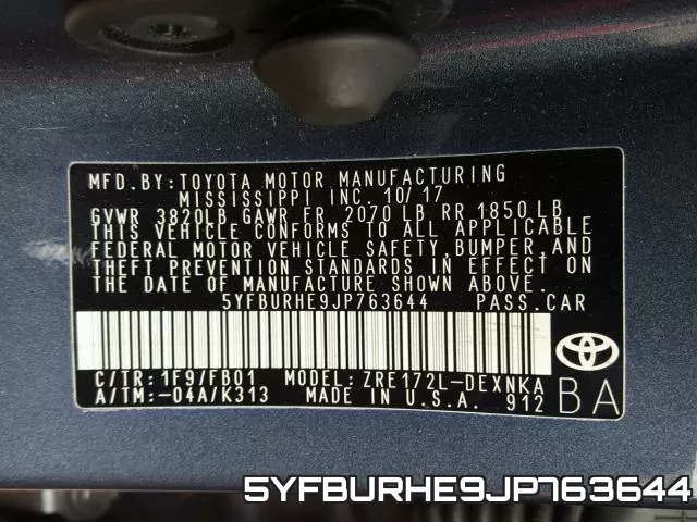 5YFBURHE9JP763644 фото 2