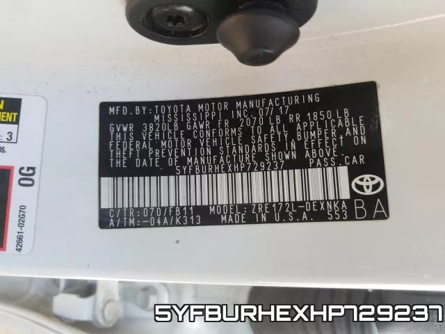 5YFBURHEXHP729237 фото 2