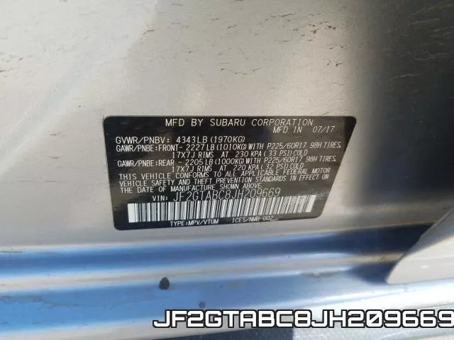 JF2GTABC8JH209669 фото 2