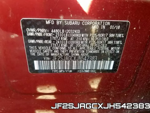 JF2SJAGCXJH542383 фото 2