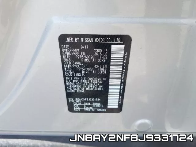 JN8AY2NF8J9331724 фото 2
