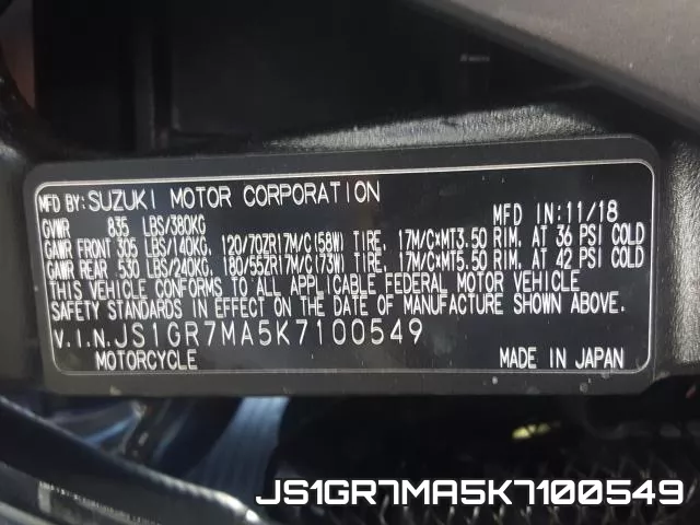 JS1GR7MA5K7100549 фото 2