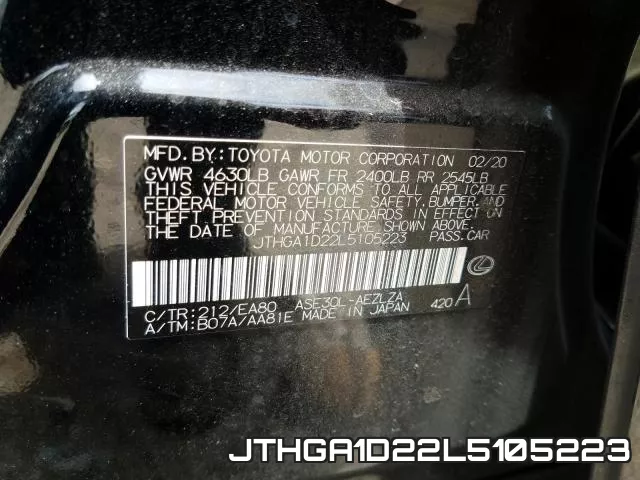 JTHGA1D22L5105223 фото 2