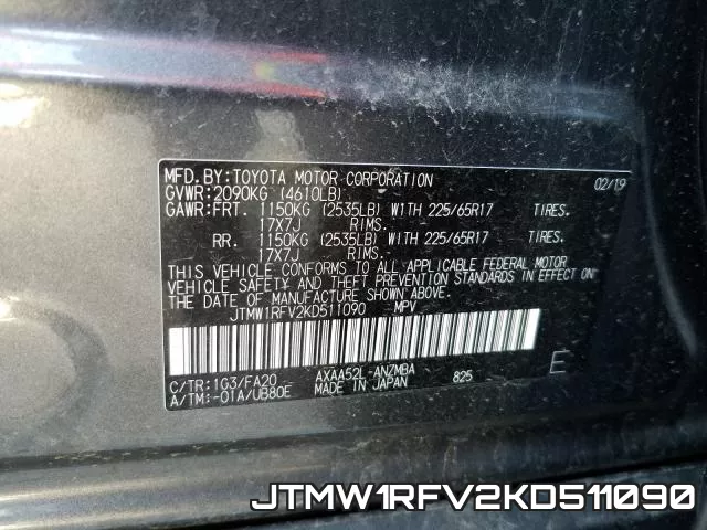 JTMW1RFV2KD511090 фото 2