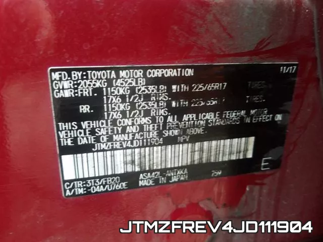 JTMZFREV4JD111904 фото 2