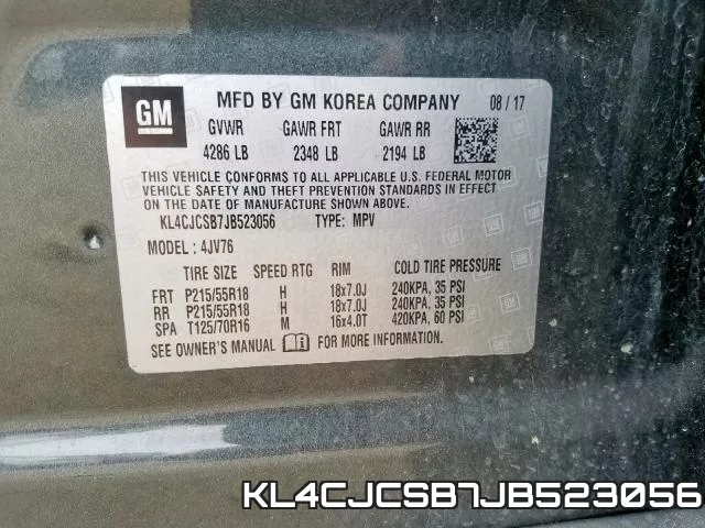KL4CJCSB7JB523056 фото 2