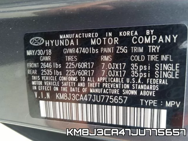 KM8J3CA47JU775657 фото 2